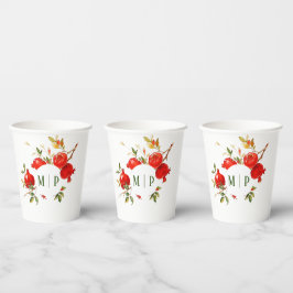 Granaatappels waterverf thema Heldere kleuren Papieren Bekers