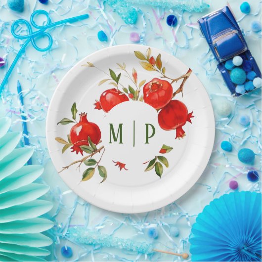 Granaatappels waterverf thema Heldere kleuren Papieren Bordje (Feest)