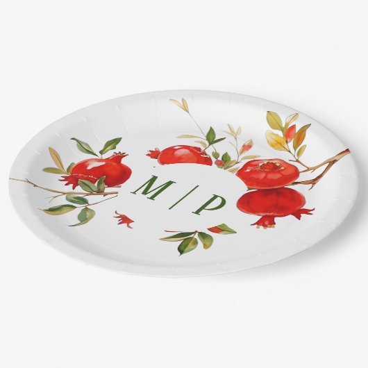 Granaatappels waterverf thema Heldere kleuren Papieren Bordje (Gekanteld)