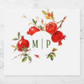 Granaatappels waterverf thema Heldere kleuren Sparkling Wijnetiket (Enkel label)