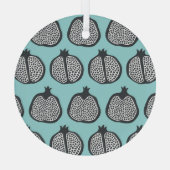 Granaatappelschijfjes: zwart aquapatroon. glas ornament (Achterkant)