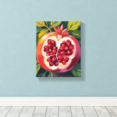 Granaatappelzaad | fruitschilderij canvas afdruk (Insitu (Houten vloer))