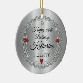 Granaatrood | Diamonds January Birthstone Birthday Keramisch Ornament (Rechts)