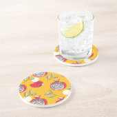 Granaatvrucht: met de hand getekend  patroon. zandsteen onderzetter (Zijkant)