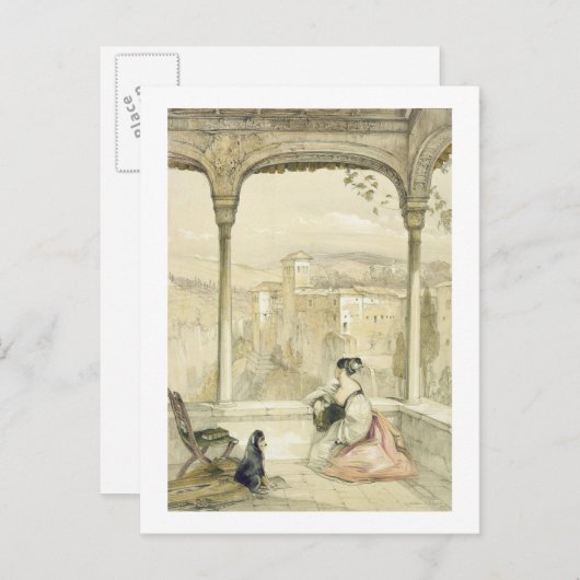 Granada (Alhambra), bord 9 van "Schetsen van Spai" Briefkaart (Voorkant / Achterkant)