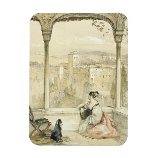 Granada (Alhambra), bord 9 van "Schetsen van Spai" Magneet (Verticaal)