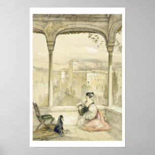 Granada (Alhambra), bord 9 van "Schetsen van Spai" Poster