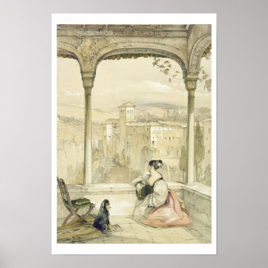 Granada (Alhambra), bord 9 van "Schetsen van Spai" Poster (Voorkant)