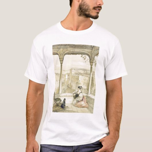 Granada (Alhambra), bord 9 van "Schetsen van Spai" T-shirt (Voorkant)