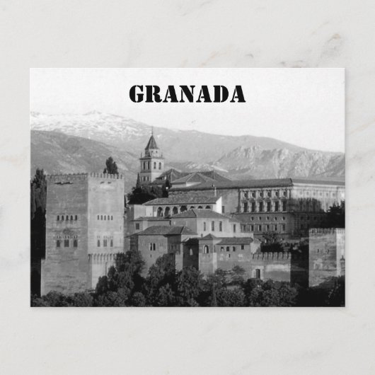 granada alhambra gray briefkaart (Voorkant)