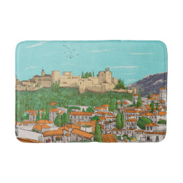 Granada Cityview Spanje Landscape Illustration Badmat
