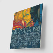 granada Festival 1921 Square Wall Clock Vierkante Klok (Hoek)