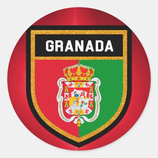 Granada Flag Ronde Sticker (Voorkant)