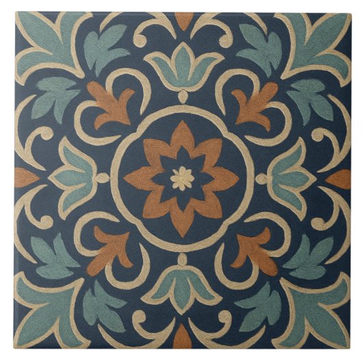Granada Petals – Moorish Blossom Tile Design Tegeltje (Voorkant)