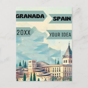 Granada Reisbare Printbare Poster - Spanje Reis Po Briefkaart