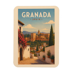 Granada Spanje Alhambra Illustratie Reis Kunst Magneet