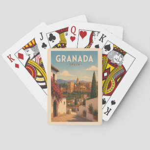 Granada Spanje Alhambra Illustratie Reis Kunst Pokerkaarten