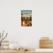 Granada Spanje Alhambra Illustratie Reis Kunst Poster (Keuken)