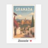 Granada Spanje Alhambra Illustratie Reis Kunst Sticker (Vel)