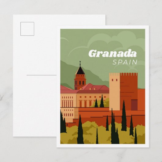 Granada Spanje Illustratie reis Briefkaart (Voorkant / Achterkant)