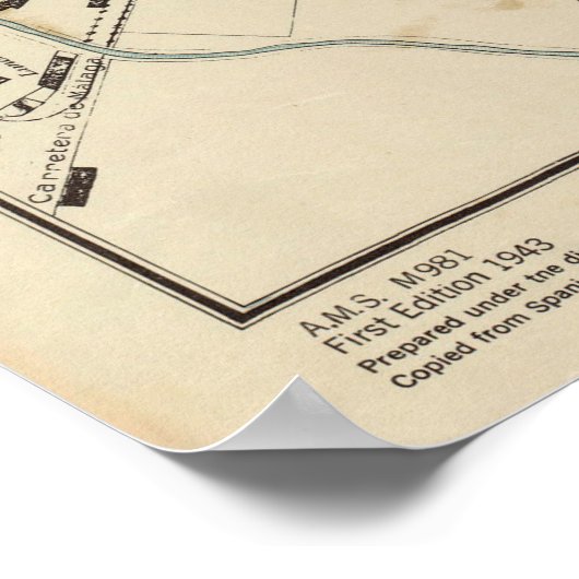  Granada Spanje Map (1943) Poster (Hoek)