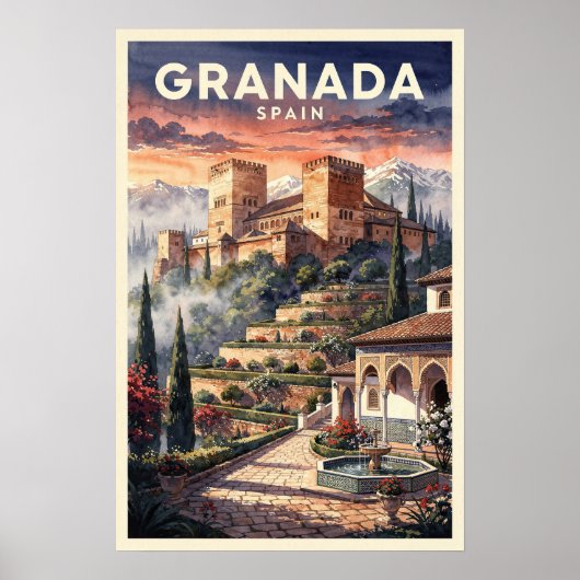 Granada Spanje Reis uit het verleden Poster (Voorkant)