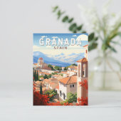 Granada Spanje Reizen Kunst Vintage Briefkaart (Staand voorkant)
