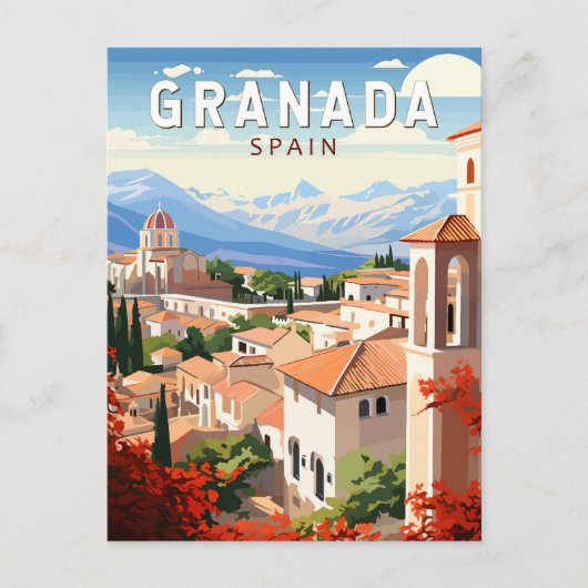 Granada Spanje Reizen Kunst Vintage Briefkaart (Voorkant)