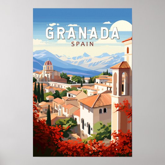 Granada Spanje Reizen Kunst Vintage Poster (Voorkant)