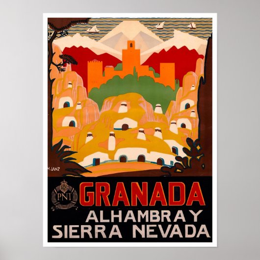 Granada Spanje vintage Poster (Voorkant)