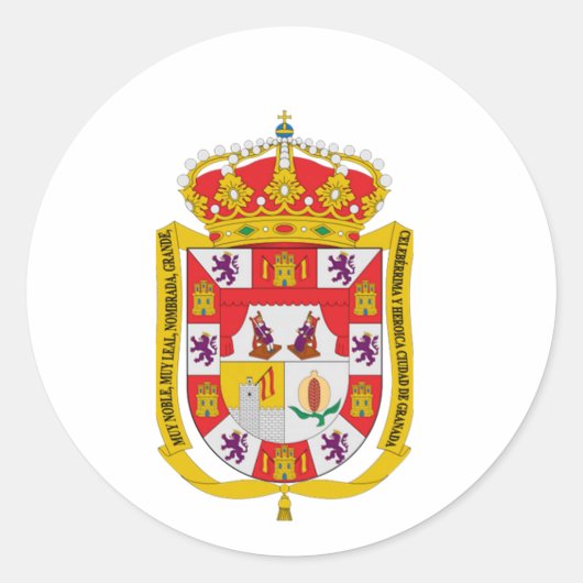Granada (Spanje) Wapenstoofpot Ronde Sticker (Voorkant)