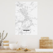 Granada, Spanje (zwart op wit) Poster (Keuken)