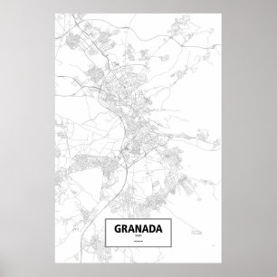 Granada, Spanje (zwart op wit) Poster