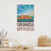 Granada Stadslandschap Poster - Vintage Spaanse Re (Keuken)