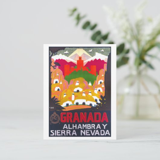  Granada Travel Poster Briefkaart (Staand voorkant)