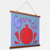Granada vet rode granaatappel bloemen hangend wandkleed (Gebogen)