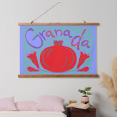 Granada vet rode granaatappel bloemen hangend wandkleed (Slaapkamer)