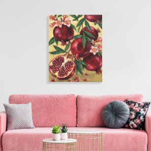 Granatbotanische olieverfschildering wandkunst canvas afdruk