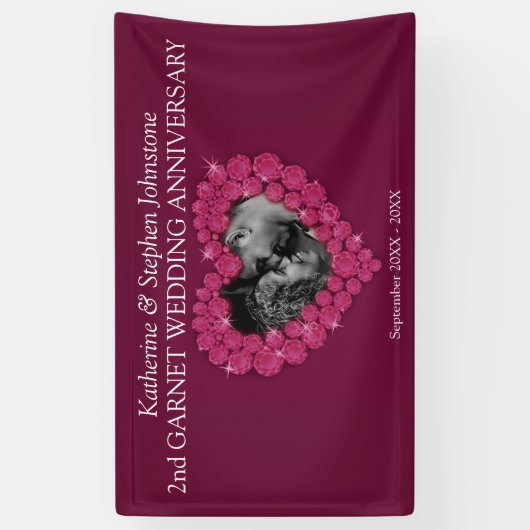 Granaten 2e trouwdagjubileum donkerrood spandoek (Verticaal)