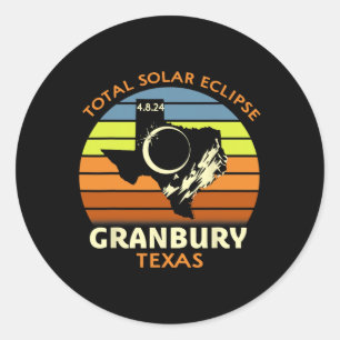 Granbury Texas Totale Zonsverduistering 2024 Ronde Sticker