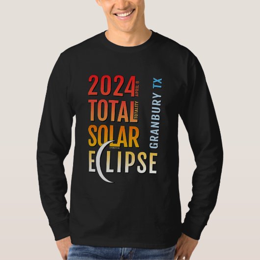 Granbury Texas TX Total Solar Eclipse 2024 5 T-shirt (Voorkant)