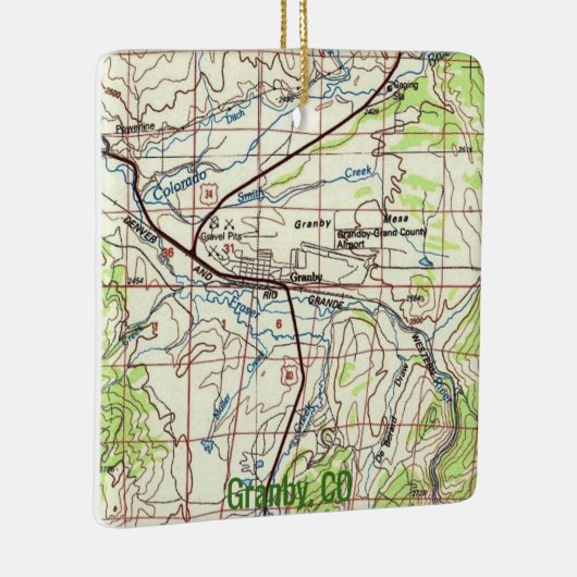 Granby CO Topo Map Keramisch Ornament (Rechts)