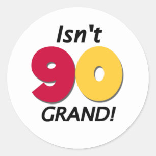Grand 90th Birthday Ronde Sticker
