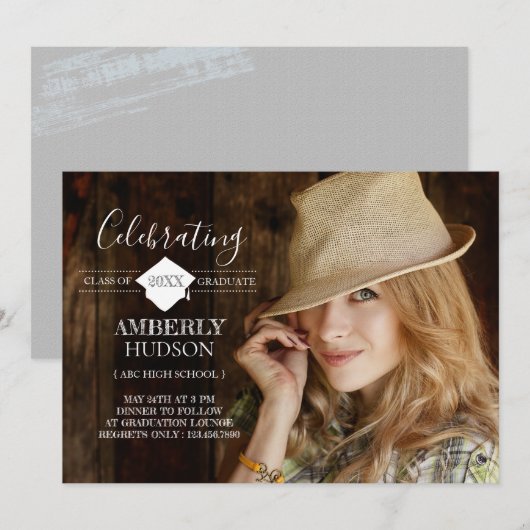 Grand Achievement Afstuderen Foto-aankondiging Kaart (Voorkant / Achterkant)