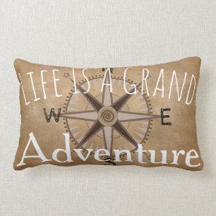 Grand Adventure Typografie & Compass Kussen