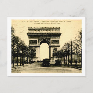 Grand Armee Ave. en Triumph Arc Paris 1924 Vintag Briefkaart