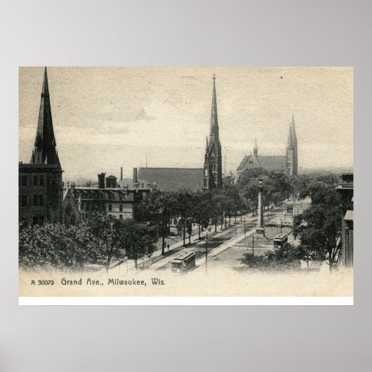 Grand Ave., Milwaukee, Wisconsin 1907  Poster (Voorkant)