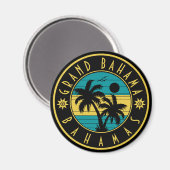 Grand Bahama Bahama's Retro Palmboom Souvenirs Magneet (Voorkant / Achterkant)