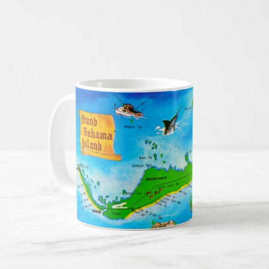 Grand Bahama Eiland Kaart Mok (Voorkant links)