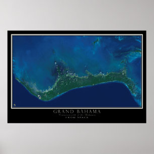 Grand Bahama-eiland van de ruimtesatellietkaart Poster